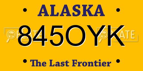 845OYK Alaska License Plate