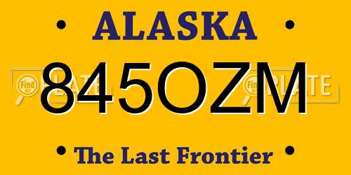 845OZM Alaska License Plate