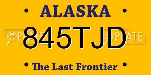 845TJD Alaska License Plate