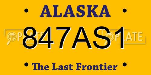 847AS1 Alaska License Plate