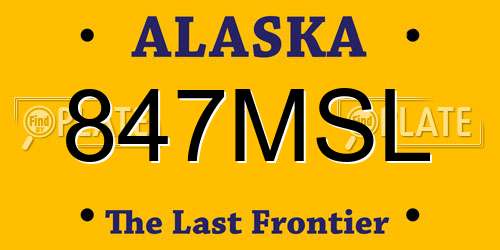 847MSL Alaska License Plate