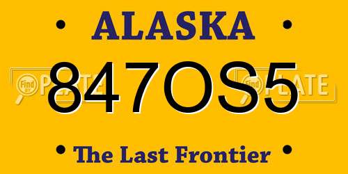 847OS5 Alaska License Plate