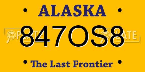847OS8 Alaska License Plate