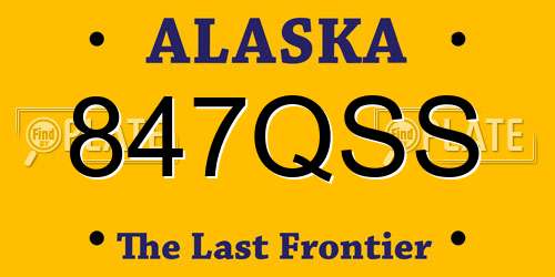 847QSS Alaska License Plate