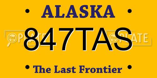 847TAS Alaska License Plate