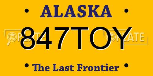 847TOY Alaska License Plate