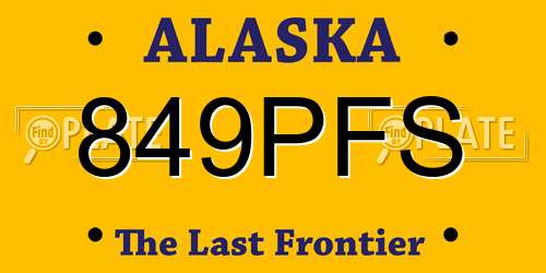 849PFS Alaska License Plate