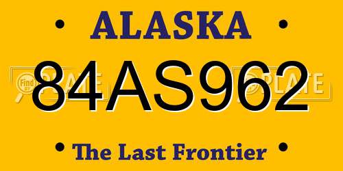 84AS962 Alaska License Plate