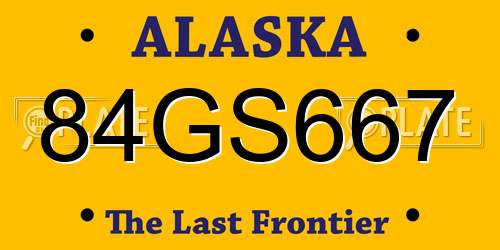 84GS667 Alaska License Plate