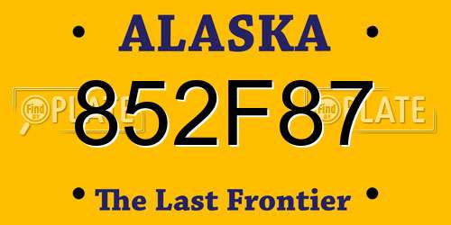 852F87 Alaska License Plate