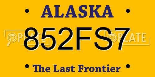 852FS7 Alaska License Plate