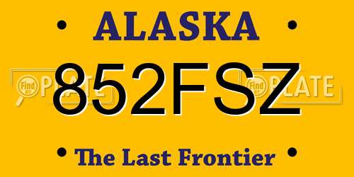 852FSZ Alaska License Plate