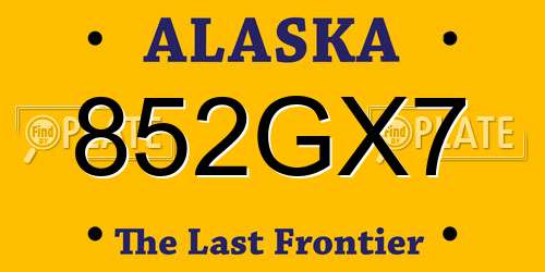 852GX7 Alaska License Plate