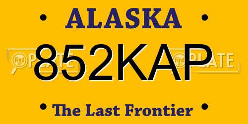 852KAP Alaska License Plate