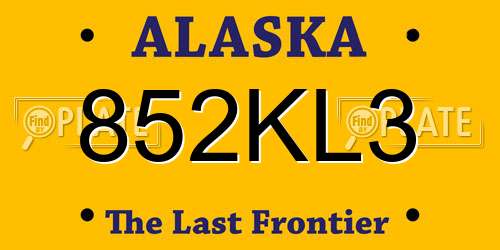 852KL3 Alaska License Plate