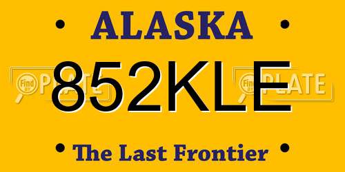 852KLE Alaska License Plate