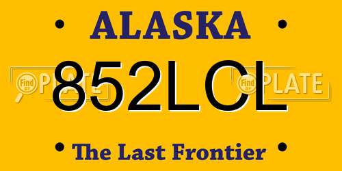 852LCL Alaska License Plate