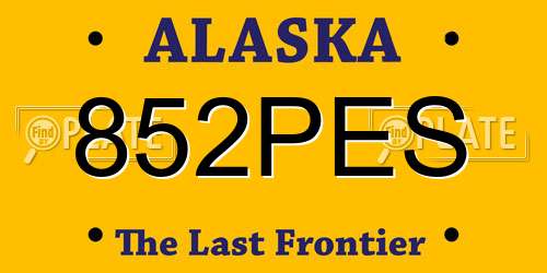 852PES Alaska License Plate