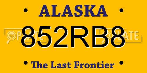 852RB8 Alaska License Plate