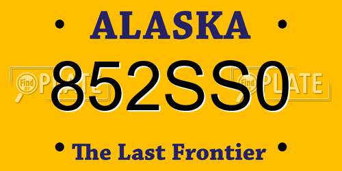 852SS0 Alaska License Plate