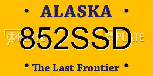 852SSD Alaska License Plate