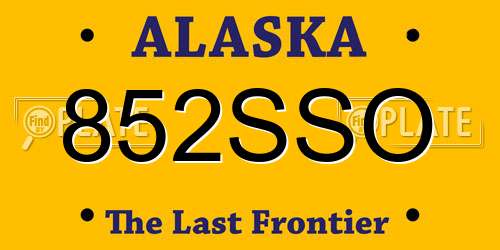 852SSO Alaska License Plate