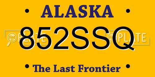 852SSQ Alaska License Plate