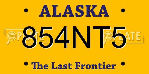 854NT5 Alaska License Plate