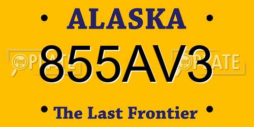 855AV3 Alaska License Plate