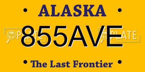 855AVE Alaska License Plate