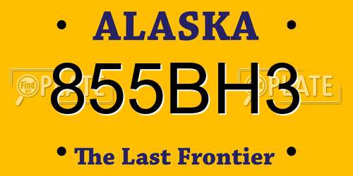 855BH3 Alaska License Plate