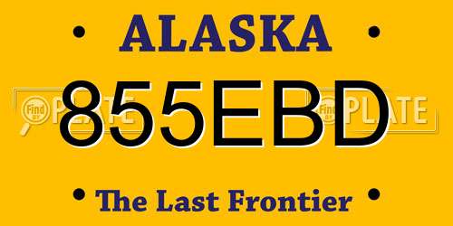 855EBD Alaska License Plate