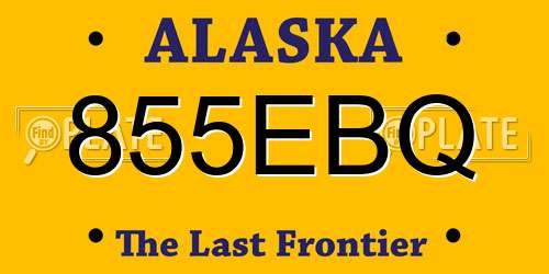 855EBQ Alaska License Plate