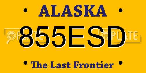 855ESD Alaska License Plate