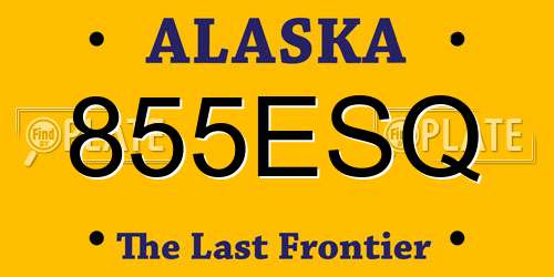855ESQ Alaska License Plate