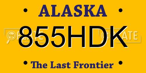 855HDK Alaska License Plate