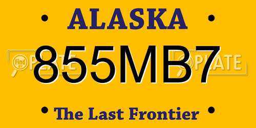 855MB7 Alaska License Plate