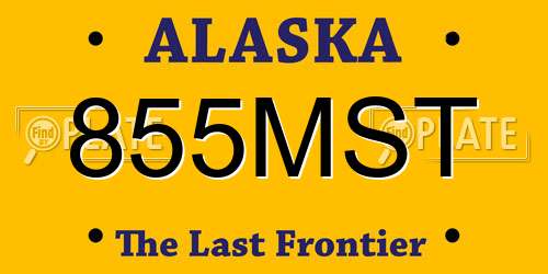 855MST Alaska License Plate