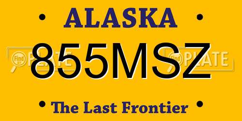 855MSZ Alaska License Plate