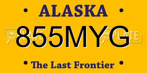 855MYG Alaska License Plate