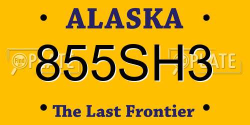 855SH3 Alaska License Plate