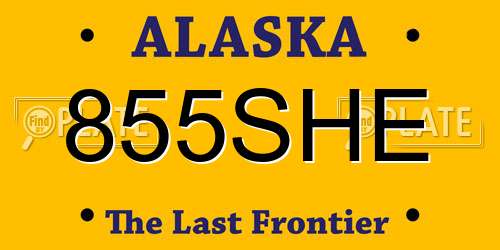 855SHE Alaska License Plate