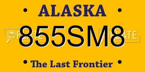 855SM8 Alaska License Plate