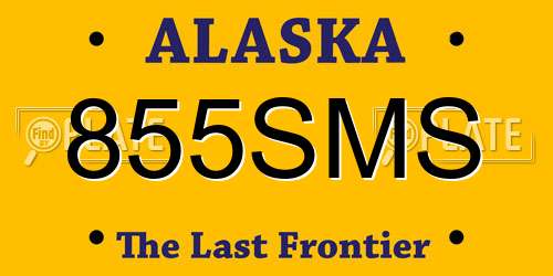 855SMS Alaska License Plate
