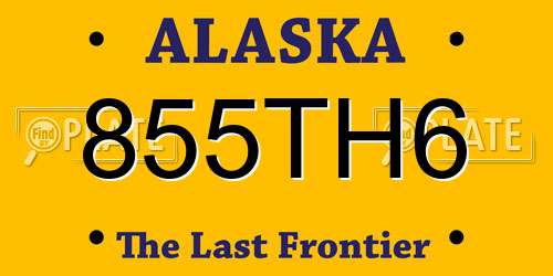 855TH6 Alaska License Plate