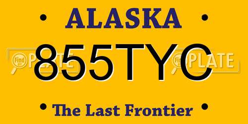 855TYC Alaska License Plate
