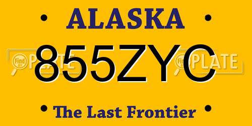 855ZYC Alaska License Plate