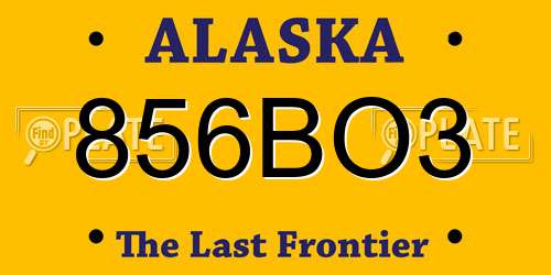 856BO3 Alaska License Plate