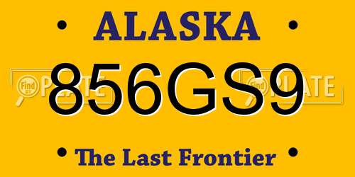 856GS9 Alaska License Plate