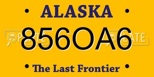 856OA6 Alaska License Plate
